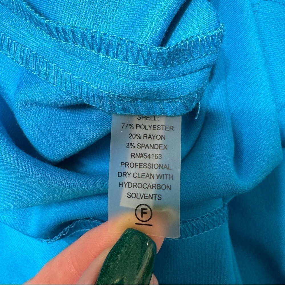 Calvin Klein Ruched Stretch Sheath Dress Blue Teal Size 14 - Picture 9 of 10